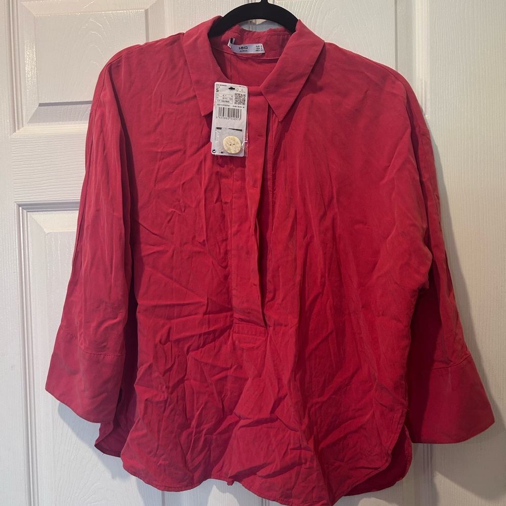 Women's Red Button-Up Top